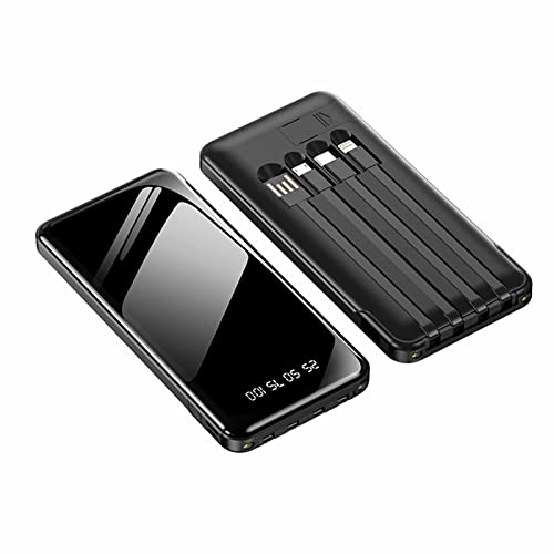 10000 mAh Powerbank mit integrierten Kabeln, tragbares USB-C-Akkupack mit 4 Ausgängen, 1 Eingang, Powerbank-LED-Anzeige kompatibel, Schwarz, 10000 mAh 10000 mAh Powerbank mit integrierten Kabeln, tragbares USB-C-Akkupack mit 4 Ausgängen, 1 Eingang, Powerbank-LED-Anzeige kompatibel, Schwarz, 10000 mAh von Generic