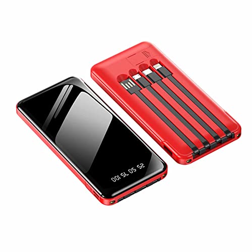 10000mAh Powerbank mit eingebauten Kabeln, USB C Akkupack Tragbares Ladegerät mit 4 Ausgängen 1 Eingänge Powerbank LED-Display kompatibel, Rot, 20000mAh 10000mAh Powerbank mit eingebauten Kabeln, USB C Akkupack Tragbares Ladegerät mit 4 Ausgängen 1 Eingänge Powerbank LED-Display kompatibel, Rot, 20000mAh von Generic