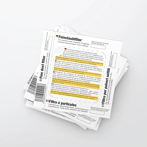 10x Drucker Feinstaubfilter selbstklebend - Set für Laserdrucker, Drucker, Fax- und Kopiergerät – Feinstaubbelastung reduzieren - 1 Filter pro Faltschachtel 10x Drucker Feinstaubfilter selbstklebend - Set für Laserdrucker, Drucker, Fax- und Kopiergerät – Feinstaubbelastung reduzieren - 1 Filter pro Faltschachtel von Generic