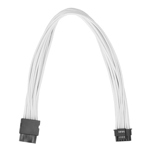 12+4 Pin Männlich Bis Weibliches GPU -Kabel, Nylondraht PCIe 5.0 12VHPWR GPU -Kabel Gute Leitfähigkeit für 3090ti 40 serien (WHITE) von Generic