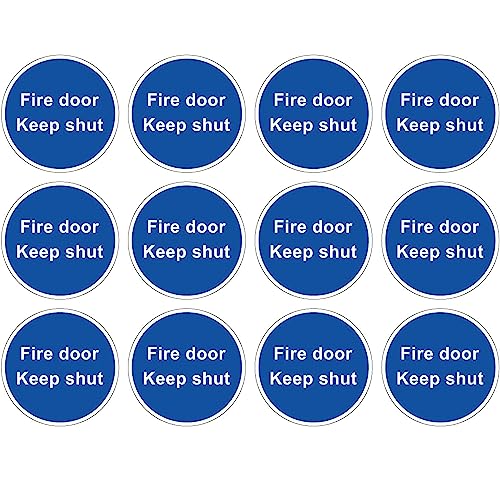 12 runde 85 mm Vinyl-Aufkleber "Fire Door Keep Shut" – langlebig, wetterfest, sonnenfest und langlebig für die meisten Oberflächen – Sicherheitsschild für Brandschutztüren von Generic