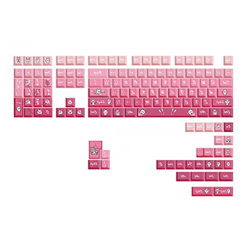 136 Tasten Keycap Mechanische Tastatur Keycaps PBT Cherry Profile KeyCaps für Dz60/RK61/64/61/68/84/87/96/980/104/108 136 Keys Cherry Profile Keycap PBT Dye-Sub Pink Rabbit Keycap Set für 61/ von Generic