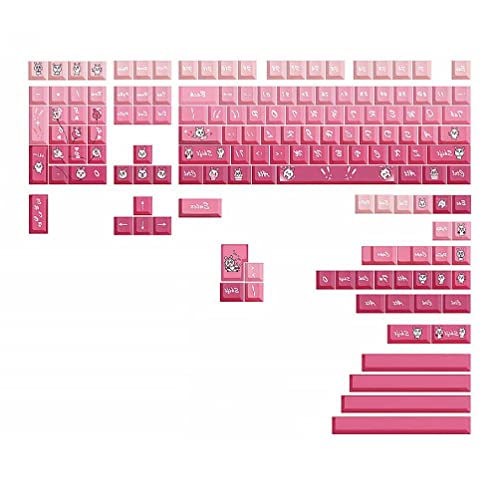 148 Dye-Sub Keycap Cherry Profile Pink Kaninchen Keycaps für MX-Switch Mechanische Gaming-Tastatur 148 benutzerdefinierte Dye-Sub Keycap Cherry-Profile Pink Kaninchen Keycaps für MX-Switch Gaming von Generic
