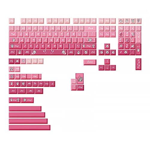 148 Tasten Keycap Mechanische Tastatur Keycaps PBT Cherry Profile KeyCaps für Dz60/RK61/64/61/68/84/87/96/980/104/108 148Keys Cherry Profile Keycap PBT Dye-Sub Pink Rabbit Keycap Set für 61/64 von Generic