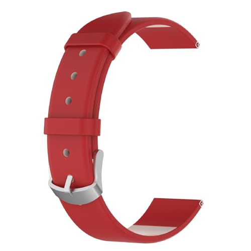 18mm Armband Kompatibel mit Garmin Venu 3S Lederarmband, Klassisches Leder Uhrenarmband Erstatzband Uhr Band Watchband mit Metallschließe (Red, One Size) von Generic
