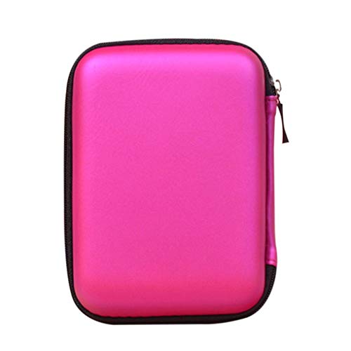 2,5 Zoll HDD Tasche Externe USB Festplatte Disk Carry Mini USB Kabel Case Kopfhörer U Disk Tasche, Rose Rot von Generic