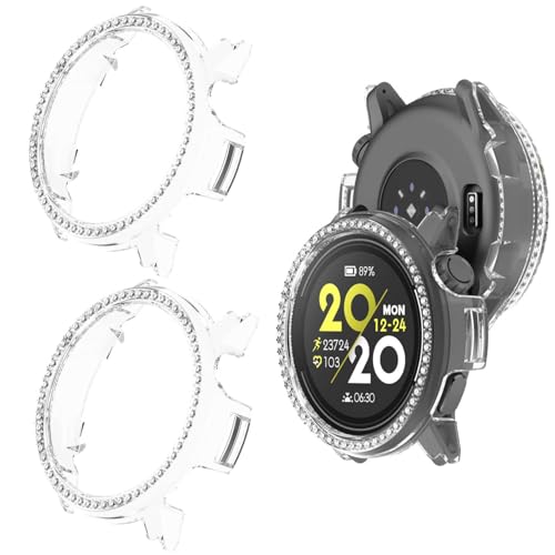 2 Stück Glitzer Diamanten Hülle für Coros Pace 3 Schutzhülle, Hart PC Bumper Case Ohne Displayschutzfolie Bling Schutzhülle Cover Smartwatch Zubehör für Frauen Mädchen (Klar/Klar) von Generic