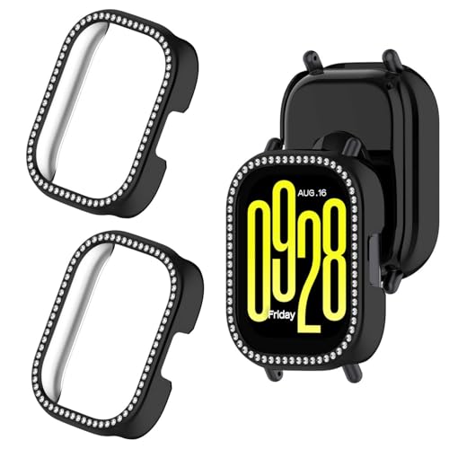 2 Stück Glitzer Diamanten Hülle für Redmi Watch 5 Active Schutzhülle, Hart PC Bumper Case Ohne Displayschutzfolie Bling Schutzhülle Cover Smartwatch Zubehör für Frauen Mädchen (Schwarz/Schwarz) 2 Stück Glitzer Diamanten Hülle für Redmi Watch 5 Active Schutzhülle, Hart PC Bumper Case Ohne Displayschutzfolie Bling Schutzhülle Cover Smartwatch Zubehör für Frauen Mädchen (Schwarz/Schwarz) von Generic