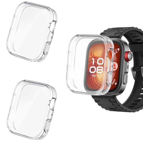 2 Stück Hülle mit Displayschutz Kompatibel mit Huawei Watch Fit 4 Schutzhülle Leicht Weiche Ultradünne TPU Case Kompatibel für Huawei Watch Fit 4 Smartwatch (Klar/Klar) von Generic