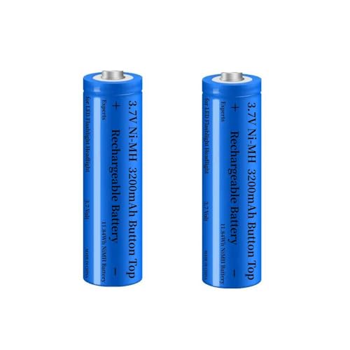 2 Stück NI-MH Wiederaufladbarer Akku, 3,7V NiMH 3200mAh Knopfleiste Batterie für Taschenlampe, Kleinen Lüfter, Türklingel, LED Stirnlampe, Mini-Lüfter, Größe:18mm * 67mm / 0.7inch * 2.63inch von Generic