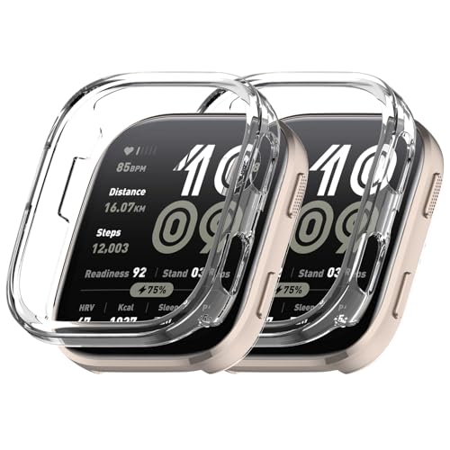 2 Stück Schwarz PC HD Bumper Shell Ultradünne Stoßfest Schutz Case Cover für Amazfit Bip 6,für Frauen Männer,Kein Schutzfolie (Klar+Klar) von Generic
