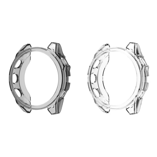 2 Stück Transparent Hülle Kompatibel mit Garmin Fenix 8 43mm Schutzhülle, Soft TPU Bumper Shell Ultradünne Stoßfest Schutz Case Cover für Fenix 8 43mm, Kein Schutzfolie (Schwarz/Klar) von Generic