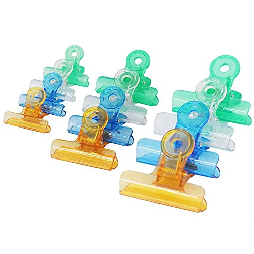 24 Pieces Binder Clips Paper Clear Colour Plastic Bulldog Hinge Paper Clip Coloured Bulldog Paper Clips for Tags Bags, Shops, Office and Home Kitchen Bag Clips von Generic