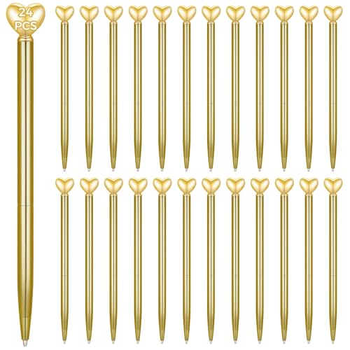 24 Stück Golden Heart Kugelschreiber, niedliche schwarze Tinte Stifte für Brautpartys und Hochzeiten von Generic