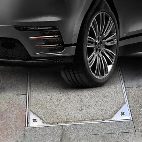 24-Zoll-Edelstahl-Quadrat-Schachtdeckel und Rahmen, Hochleistungs-Klärgrubendeckel mit Sockel, unsichtbare Abwasserbeckenabdeckung(135x135x5cm/53x53x2inch) von Generic