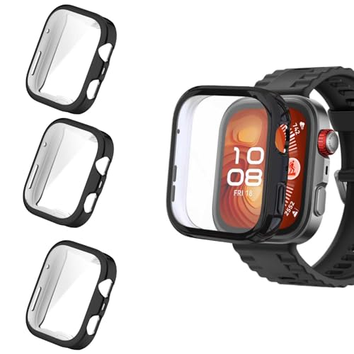 3 Stück Hülle mit Displayschutz Kompatibel mit Huawei Watch Fit 4, Ultradünne TPU Rundum Weiche Schutzhülle für Huawei Watch Fit 4 Smartwatch (Schwarz x 3) von Generic