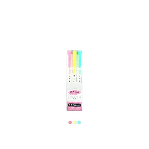 3-teiliges Textmarker-Set mit zwei Köpfen, fluoreszierende Marker, Textmarker, Kunstmarker, japanisches süßes Kawaii-Briefpapier Professionell verarbeitet von Generic