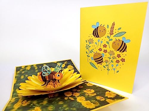 3D-Pop-Up-Karten, Motiv: Biene auf Wiese, Blume, Neue CR Geliebte Valentinstagskarte Happy Birthday 3D-Pop-Up-Grußkarte von Generic