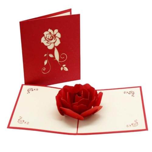 3d Rose Shape-karten Popup-karten Valentine Geburtstags Geschenkkarte Grußkarte Umschlag Für Frau Ehemann von Generic