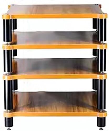 4-stöckiges HiFi-Rack AV-Regal Plattenspieler Ständer Geräte Kabinett HiFi-Massivholz-Audio-Rack HiFi Rack Füße Verstärker Regal Audio Video Komponenten of(Size:60 * 78 * 48cm,Color:Holzfarbe) von Generic