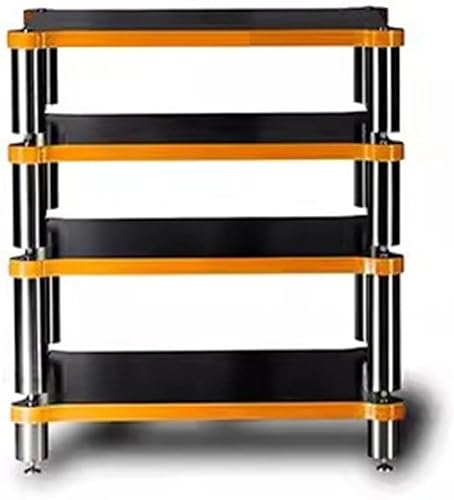 4-stöckiges HiFi-Rack AV-Regal Plattenspieler Ständer Geräte Kabinett HiFi-Massivholz-Audio-Rack HiFi Rack Füße Verstärker Regal Audio Video Komponenten of(Size:60 * 93 * 48cm,Color:Schwarz) von Generic