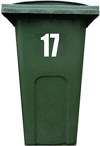4 x Mülltonnen-Aufkleber aus Vinyl, Nummer 1–99, große Recycling-Box, selbstklebend. 4 x Mülltonnen-Aufkleber aus Vinyl, Nummer 1–99, große Recycling-Box, selbstklebend. von Generic