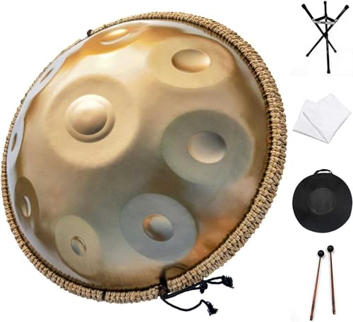 432Hz Handpan Steel Drum, Golden Handpan Drum Percussion, 9/10 Notes 22 Inch "Gold Performer" in D Minor with Soft Handpan Case, Durable Handpan Stand 432Hz Handpan Steel Drum, Golden Handpan Drum Percussion, 9/10 Notes 22 Inch "Gold Performer" in D Minor with Soft Handpan Case, Durable Handpan Stand von Generic