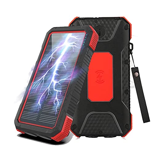 45000 Mah Wireless Solar Power Bank, Solarladung Externe Batterie Powerbank LED Zwei-Wege-Schnellladung Tragbares Ladegerät, Rot 45000 Mah Wireless Solar Power Bank, Solarladung Externe Batterie Powerbank LED Zwei-Wege-Schnellladung Tragbares Ladegerät, Rot von Generic