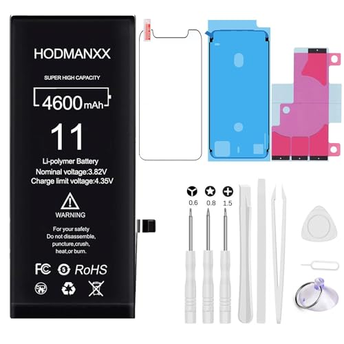 4600mAh Super Kapazität Ersatzakku für iPhone 11 Modell A2111, A2221, A2223, Professionellem Reparatur-Tool-Kit, Adhesive, 24 Monate Gewährleistung von Generic