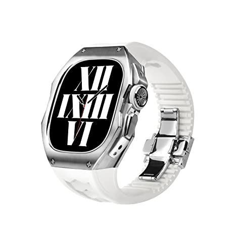 49 mm modisches Gehäuse aus Titanlegierung für Apple Watch Ultra 49 mm Fluoro-Gummiband für iWatch Viton Armband Modifikationsset Zubehör (LCD-Titaniumlegierung-W) von Generic