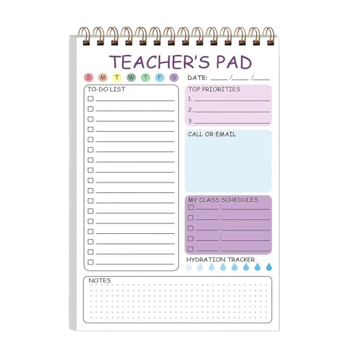 50 Blätterlehrer Notizblock - 8,3 Zoll Daily Planer | To-Do List Notepad Mit Abschnitten | Tragbares Schreibwaren Für Lehrer, Schüler Und Fachkräfte von Generic