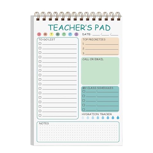 50 Blätterlehrer Notizblock - 8,3 Zoll Daily Planer | To-Do List Notepad Mit Abschnitten | Tragbares Schreibwaren Für Lehrer, Schüler Und Fachkräfte von Generic