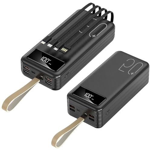 50000 mAh Powerbank, 1 A Schnelllade-Akkupack mit LED-Anzeige und 4 Kabeln, 7 Ausgängen und 4 Eingängen, tragbares Ladegerät, Schwarz, 60000 mAh 50000 mAh Powerbank, 1 A Schnelllade-Akkupack mit LED-Anzeige und 4 Kabeln, 7 Ausgängen und 4 Eingängen, tragbares Ladegerät, Schwarz, 60000 mAh von Generic