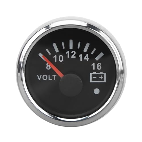 52 Mm Bootsspannung DC9 Bis 32 V Hochgenauigkeitsanzeige mit Hintergrundbeleuchtung für Wohnmobile -Yachten (Schwarzplatte Silberabdeckung) von Generic