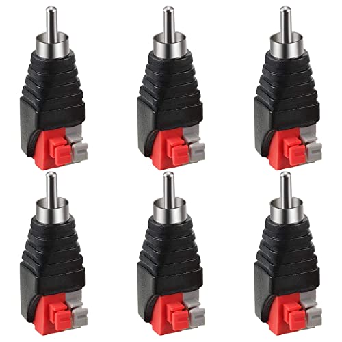 6 Stück Cinch Stecker Audio Adapter Lautsprecherkabel Adapter Lautsprecher Phono RCA Stecker Plug Ohne Löten für CCTV RCA Male To AV 2 Screw Female von Generic