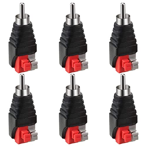 6 Stück Cinch Stecker Audio Cinch Stecker Adapter Lautsprecherkabel Adapter Lautsprecher Phono Cinch-Stecker Rca Stecker Plug Cinch Stecker Ohne Löten für CCTV RCA Male To AV 2 Screw Female von Generic