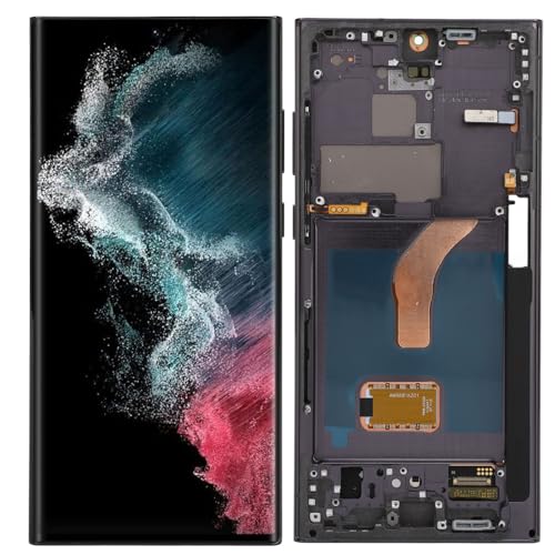 6.8 OLED Original für Galaxy S22 Ultra, LED LCD Display Digitizer Assembly S22ultra 5G S908B, LCD Bildschirm Ersatz mit Rahmen, EU Internationale Version (Schwarz) von Generic