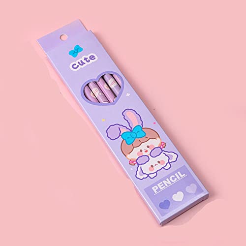 6Pcs HB Tier Bleistifte Kawaii Schulbedarf, Nette Cartoon Bleistift, Schule Schreibwaren Zeichnung Kohle Bleistift HB Holz Bleistift (Habbit Mädchen) von Generic