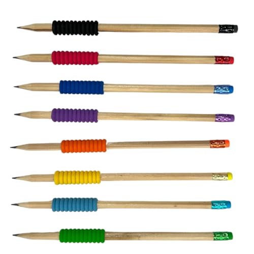 8 x Bleistifte mit Griff & Radiergummi Farbige HB Bleistift Kinder Stifte Schule Bleistifte Set Mehrfarbig von Generic