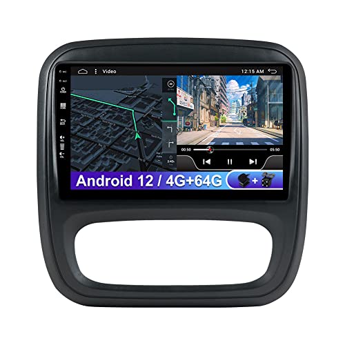 9 Zoll Android 12 Autoradio 2 Din Radio Für Renault Trafic 3 Für Opel Vivaro B (2014-2018) mit GPS Navigation Free Kamera-Bluetooth Carplay DSP FM WiFi SWC RDS DAB,4G+64GB von Generic