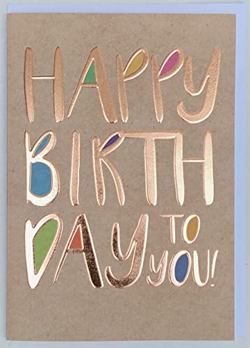 A4 XXL Geburtstagskarte Happy Birthday Schrift kupfer bunt von Generic