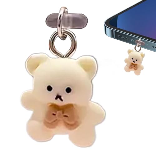 -Abdeckkappen – 3 Stück -Abdeckung, Zubehör für das Telefon | Cartoon Bear Charge Port, Typ C Mobile Phone Port Protector, Prigs Pendentids, Dust Plug Charm für das Gerät von Generic