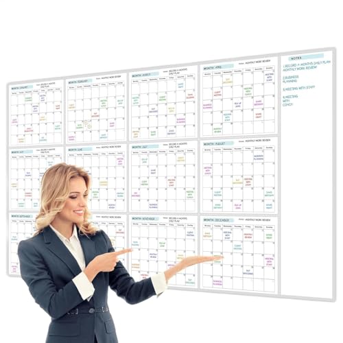 Aktualisierter Jahreskalender | jährlicher Radiergummi und riesiger abwischbarer Wandkalender im undatierten Jahreskalender zum Organisieren und Planen von Generic