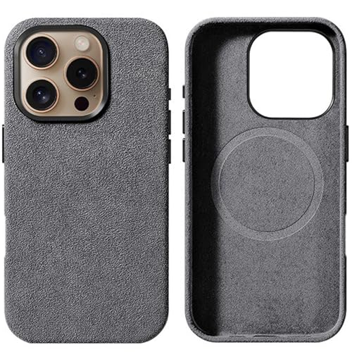 Alcantara Wildleder-Schutzhülle für iPhone 16 Pro Max/16 Pro/16 Plus/16, handgefertigtes, vollständig verpacktes echtes italienisches Wildleder [kompatibel mit MagSafe], rutschfeste, atmungsaktive von Generic