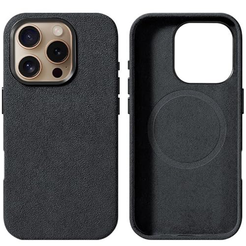 Alcantara Wildleder-Schutzhülle für iPhone 16 Pro Max/16 Pro/16 Plus/16, handgefertigtes, vollständig verpacktes echtes italienisches Wildleder [kompatibel mit MagSafe], rutschfeste, atmungsaktive von Generic
