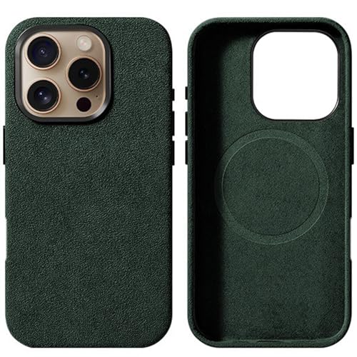 Alcantara Wildleder-Schutzhülle für iPhone 16 Pro Max/16 Pro/16 Plus/16, handgefertigtes, vollständig verpacktes echtes italienisches Wildleder [kompatibel mit MagSafe], rutschfeste, atmungsaktive von Generic