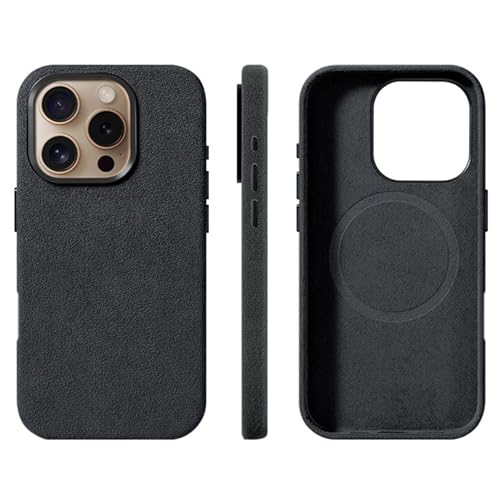 Alcantara Wildleder-Schutzhülle für iPhone 16 Pro Max/16 Pro/16 Plus/16, kompatibel mit MagSafe aus echtem italienischem Wildleder, handgefertigt, ultradünn, rutschfest, kratzfest, Dunkelgrau, 16 Pro Alcantara Wildleder-Schutzhülle für iPhone 16 Pro Max/16 Pro/16 Plus/16, kompatibel mit MagSafe aus echtem italienischem Wildleder, handgefertigt, ultradünn, rutschfest, kratzfest, Dunkelgrau, 16 Pro von Generic