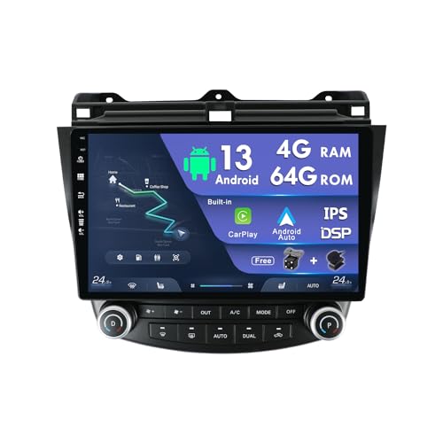 Android 12 Autoradio Passt Für Honda Accord 2003-2008 - [4G+64G] - Eingebaut DSP/Carplay/GPS -Rückfahrkamera KOSTENLOS- 10 Zoll - Mit Lenkradsteuerung 4G WiFi BT5.0 DAB von Generic