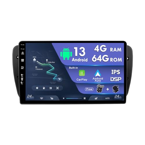 Android Autoradio für Seat Ibiza 6j 2009-2014 GPS 2 Din Telecamera Posteriore 9 Pollice DSP+Carplay Support DVD/USB/RDS/DAB+/Controllo del volante/4G/WiFi/Bluetooth/Mirrorlink von Generic