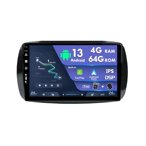 Android 13 Doppel Din Autoradio Für Mercedes Benz Smart 453 Fortwo 2014-2020 GPS Navigation | Rückfahrkamera KOSTENLOS | 4G+64G | 9 Zoll | Lenkradsteuerung DSP WiFi DAB Carplay BT5.0 Mirrorlink RDS von Generic